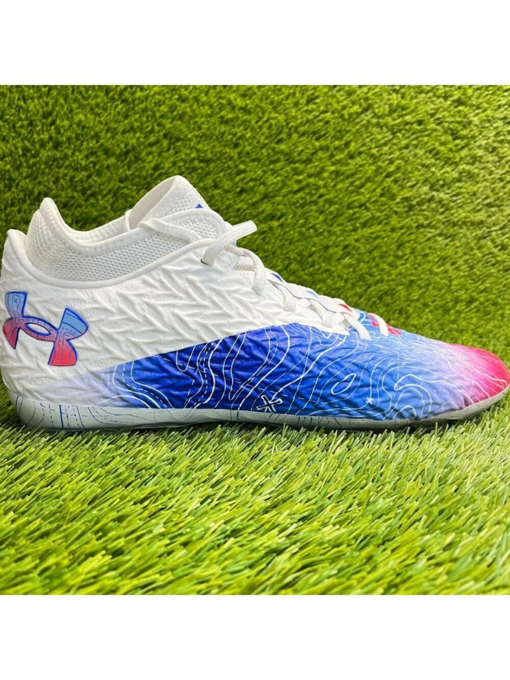 Under Armour Spotlight Clone 4 MC TX Mens Size 13 Blue White Football Cleats